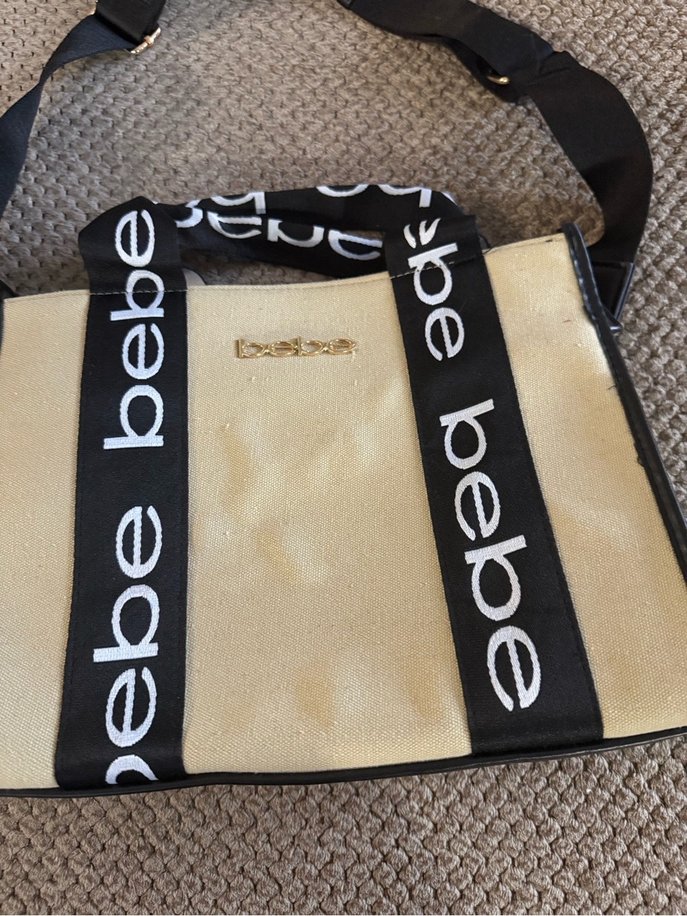 bebe beige Canvas Tote with Black Logo Straps - Picture 3 of 3